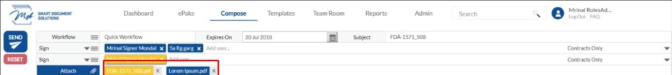 eSignature tag configuration screen