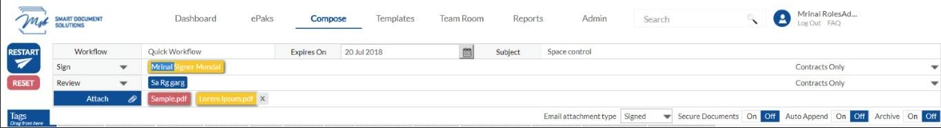 Rejected document will travel along with the ePak