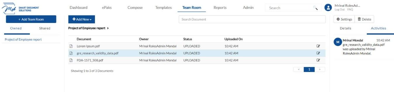 ‘Add New’ button on the top of the center panel (Document Panel)