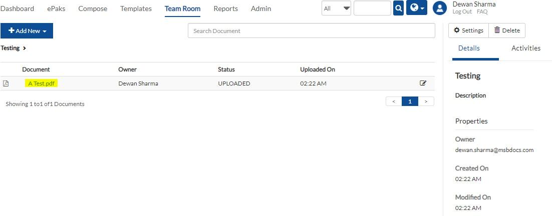 document by the hyperlink on the document listing.