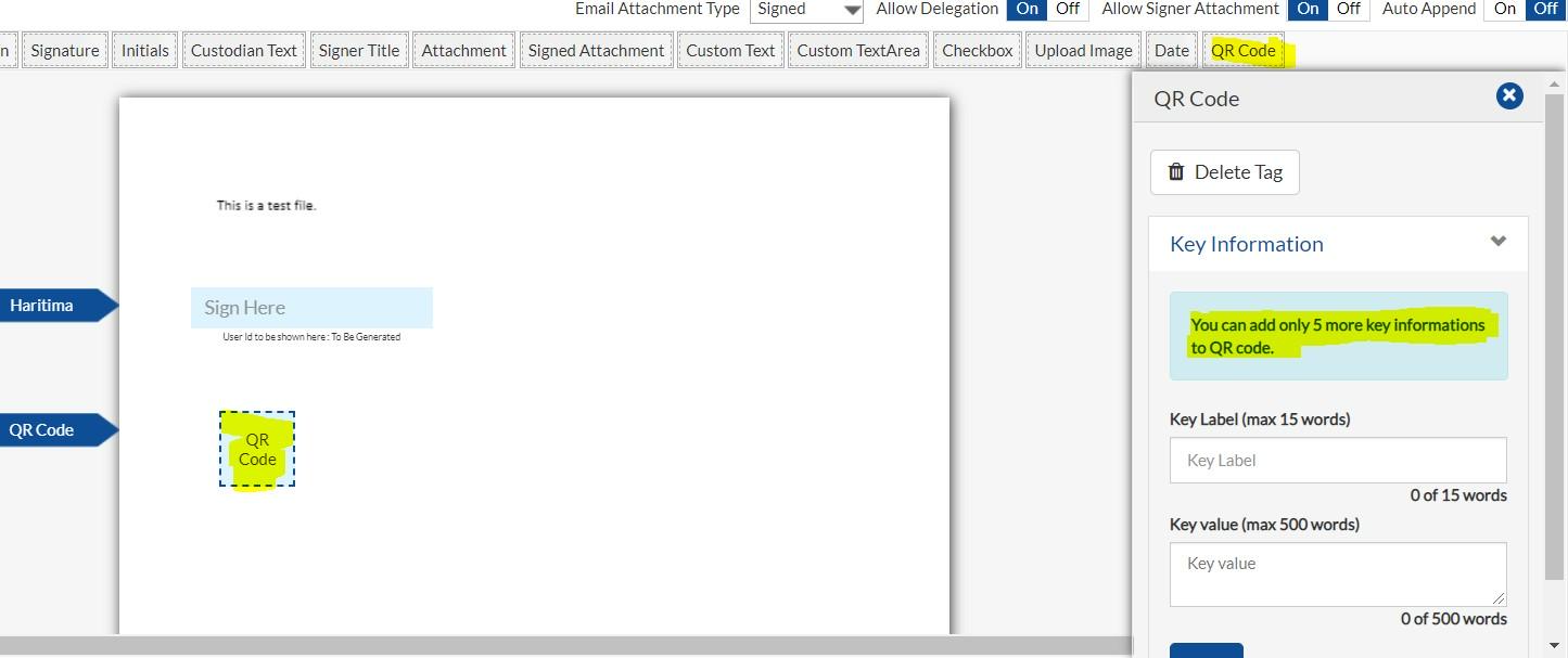 custodian, signer cannot drop this tag on the document