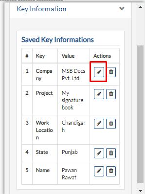 Edit button under the Actions to edit the Label