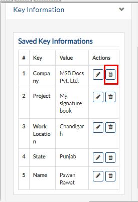 Actions to delete the information