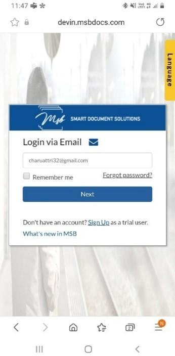 Click on Login to MSB