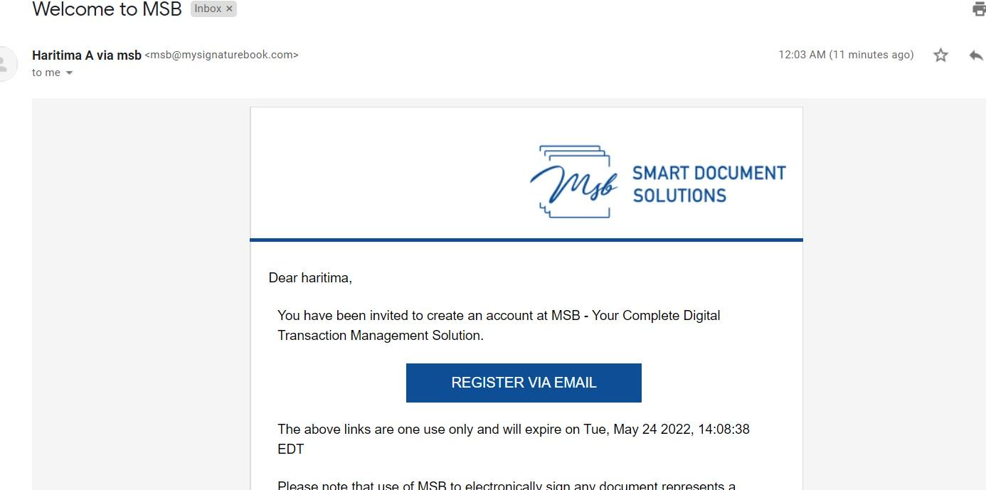 user clicks on Login to MSB