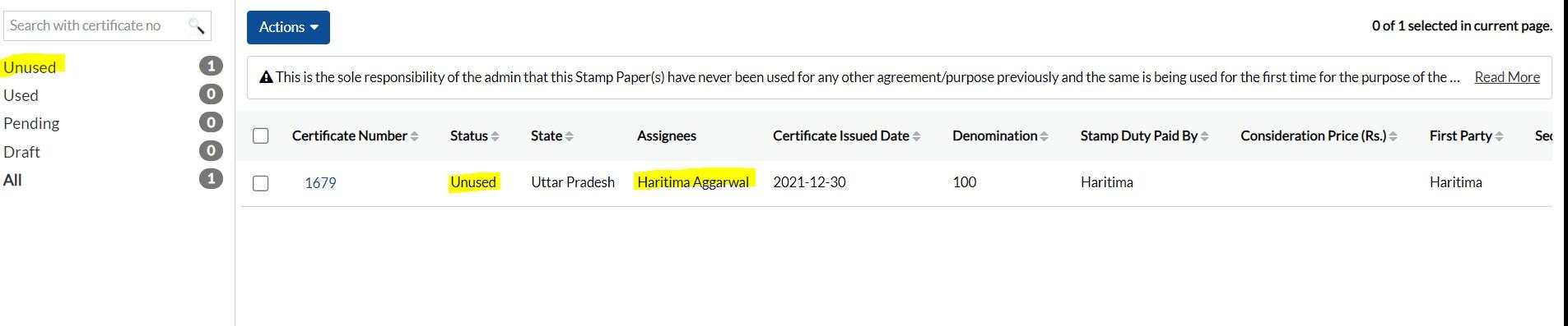 assigned the details