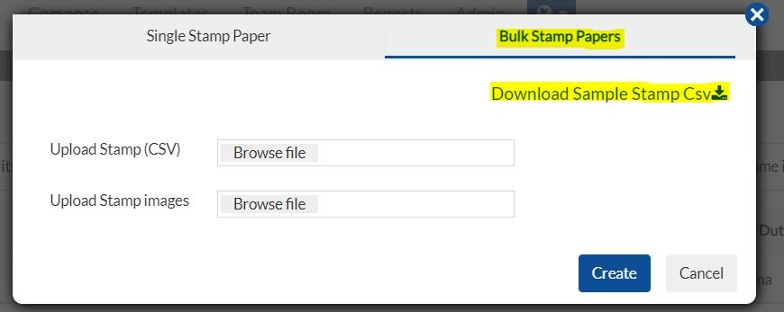 Select Bulk Stamp Papers to add multiple stamps in one go