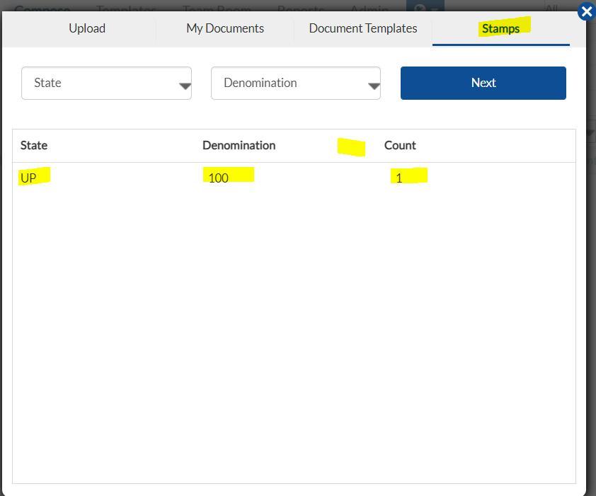 Select the stamp paper and click on Next