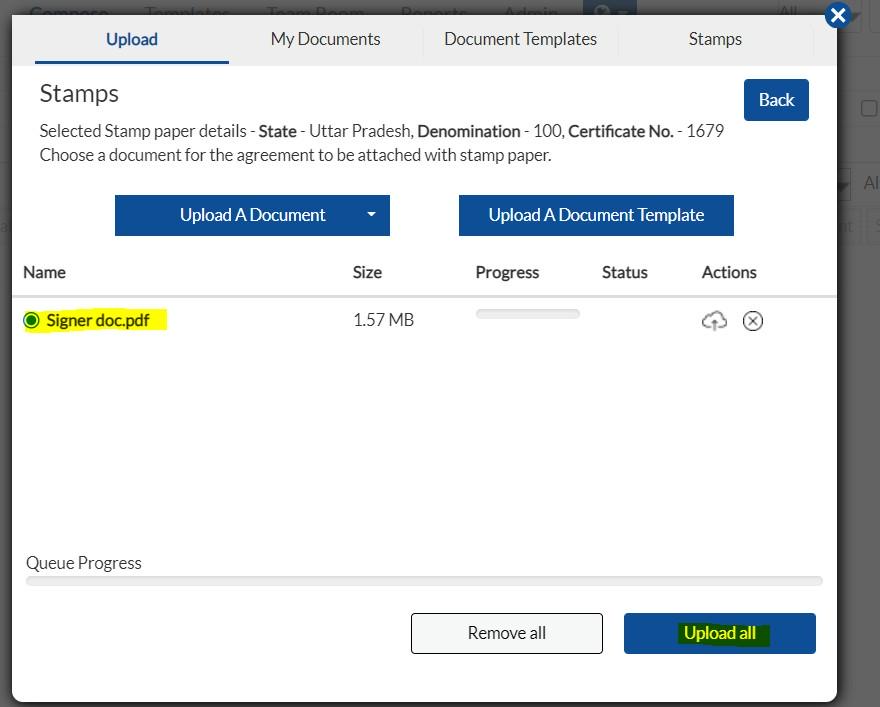 Click on upload all