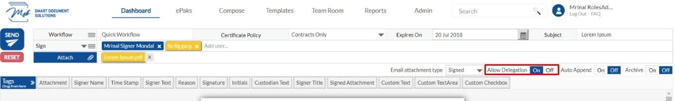 How do I use the ‘Allow Delegation’ feature