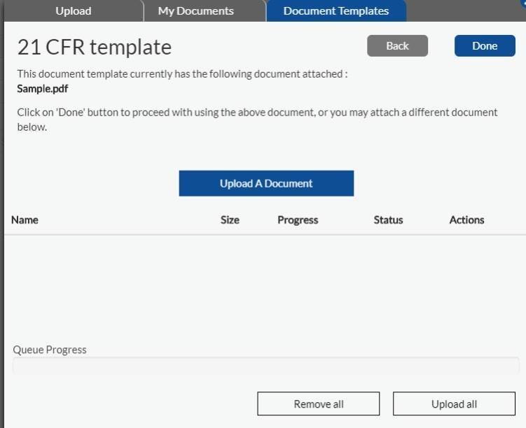 document attached to the document template