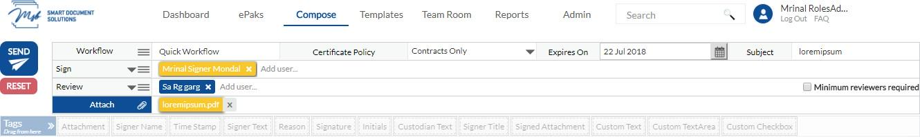 accept all the other settings of the document template